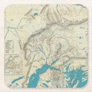 Sleem's Map of Central Alaska Square Paper Coaster