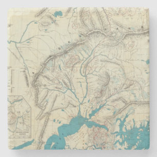 Sleem's Map of Central Alaska Stone Coaster