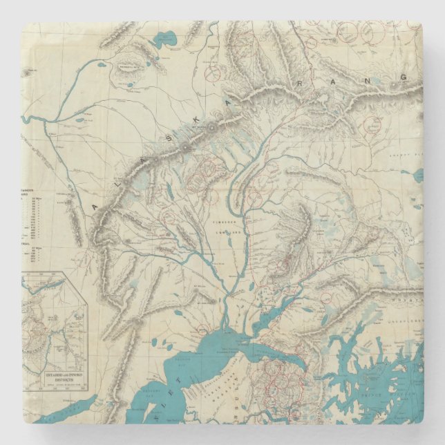 Sleem's Map of Central Alaska Stone Coaster (Front)