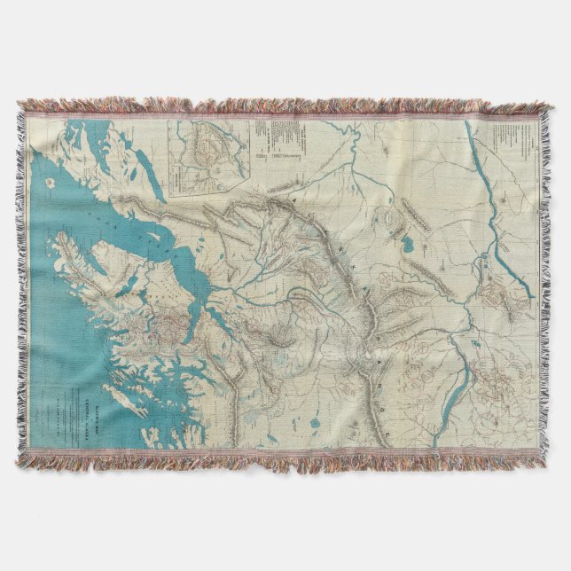 Sleem's Map of Central Alaska Throw Blanket (Front)