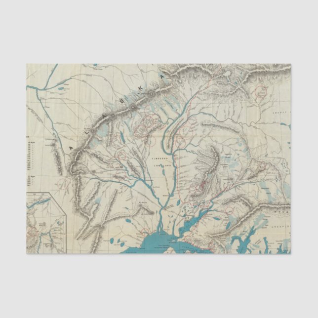 Sleem's Map of Central Alaska Tissue Paper (Front)