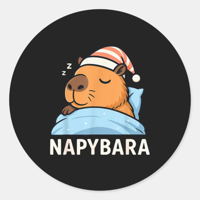 Sleeng Capybara Napybara Sleepshirt Pajamas Boys G Classic Round Sticker (Front)