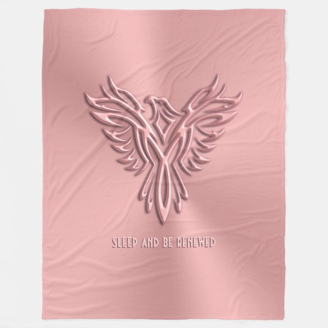 Sleep and be renewed - Pretty Pink Phoenix Rising Fleece Blanket (Front)