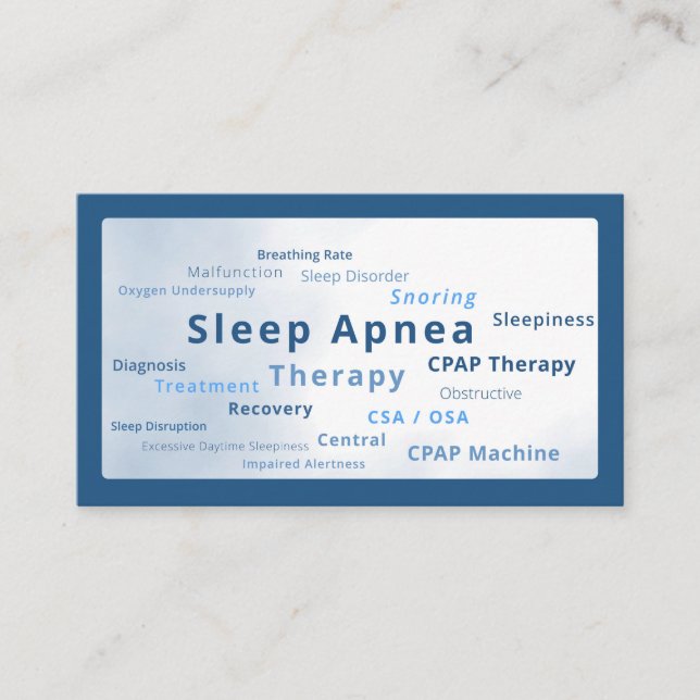 Sleep apnoea cpap machine therapy CSA OSA Business Card (Front)