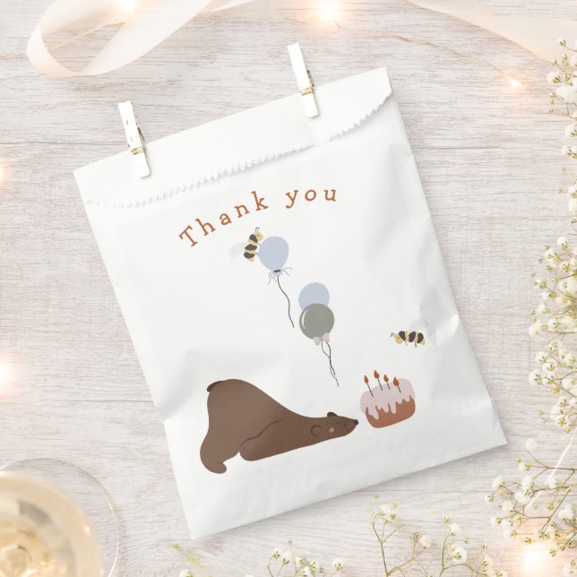 Sleep Bear Woodland Birthday Favour Bag (Clipped)
