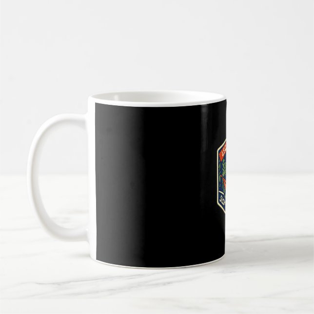 Sleep between trees funny hammock camping trail coffee mug (Left)