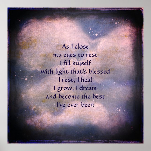 Sleep blessing poem art poster. poster (Front)