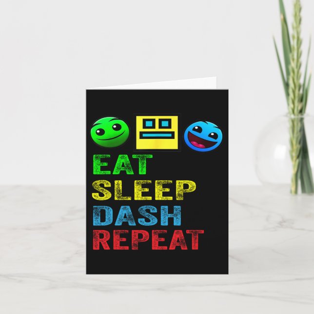 Sleep Dash Repeat Video Game Geometry Video Gamer  Card (Front)