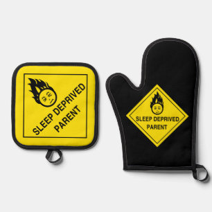 Sleep Deprived Parent Oven Mitt & Pot Holder Set