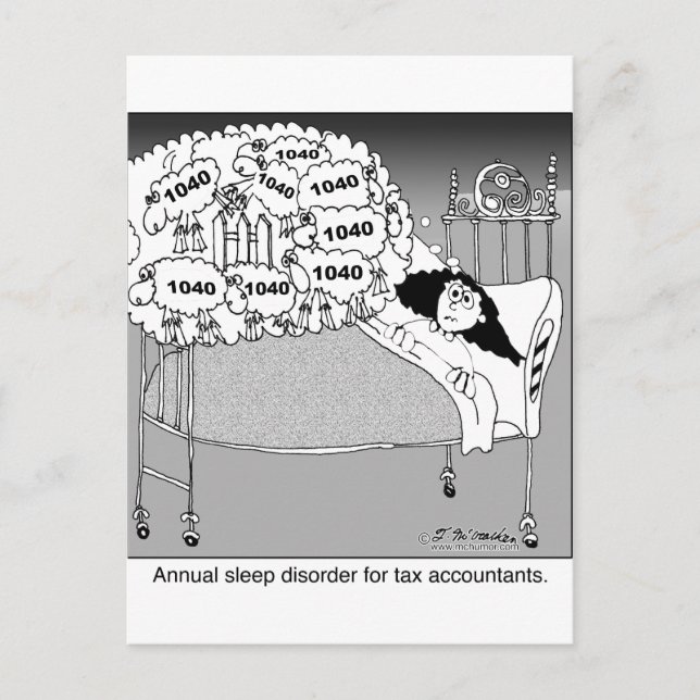 Sleep disorder for tax accountants postcard (Front)
