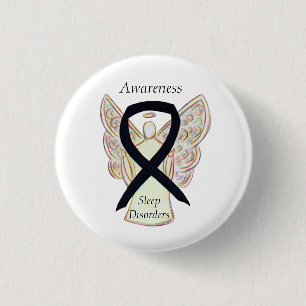 Sleep Disorders Awareness Angel Black Ribbon Pin