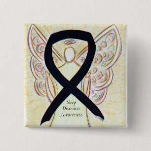 Sleep Disorders Awareness Angel Black Ribbon Pin