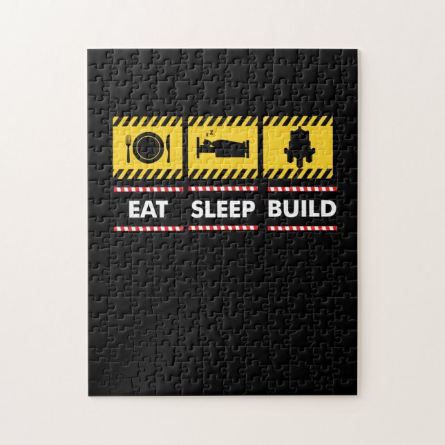 Sleep Eat Build Repeat Building Blocks Bricks Jigsaw Puzzle (Vertical)