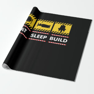 Sleep Eat Build Repeat Building Blocks Bricks Wrapping Paper