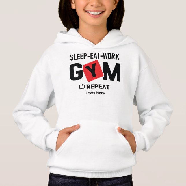Sleep Eat Work Gym Repeat typography design (Front)