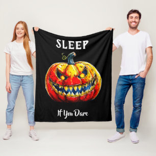 sLEEP if you dare Halloween Smiling Pumpkin Fleece Blanket
