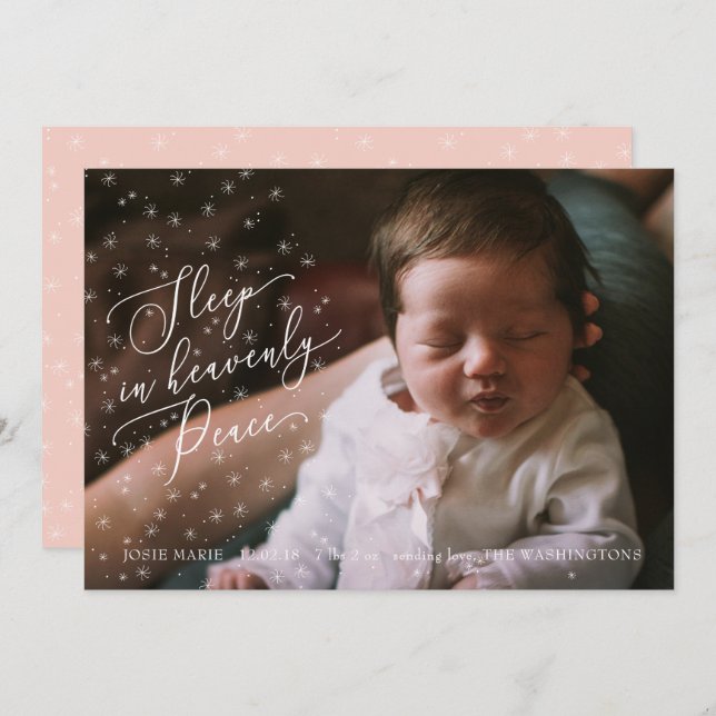 Sleep in Heavenly Peace Holiday Birth Announcement (Front/Back)