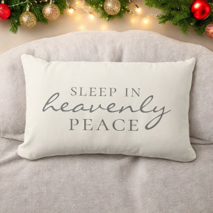 Sleep in Heavenly Peace Holiday Typography Ivory Lumbar Cushion