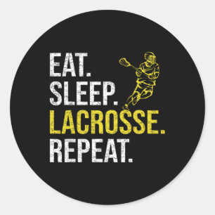 Sleep Lacrosse Repeat Sports Team Gifts Men Father Classic Round Sticker