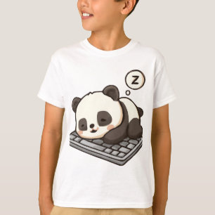  Sleep Mode Panda on Keyboard Art T-Shirt