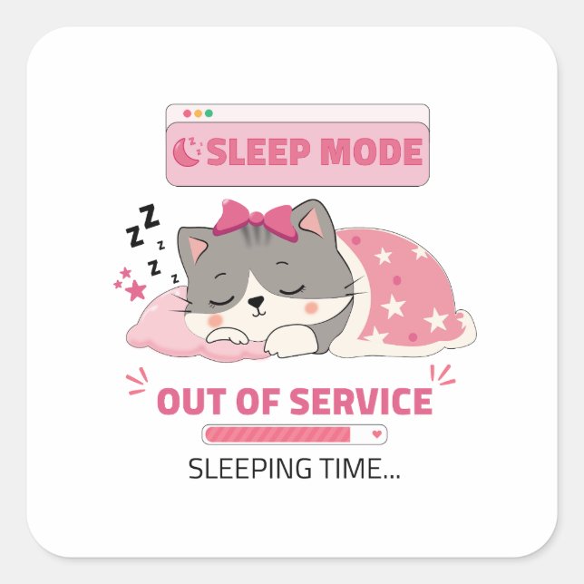 sleep mood square sticker (Front)