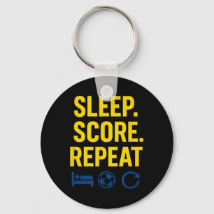 Sleep Score Repeat Soccer Fan Novelty Graphic  Key Ring