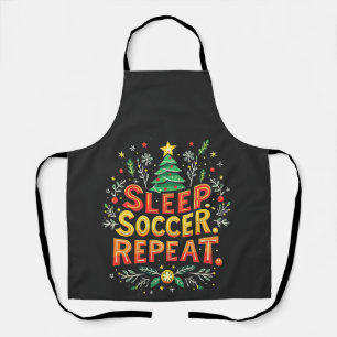 Sleep Soccer Repeat Christmas Tree Soccer Lover Apron