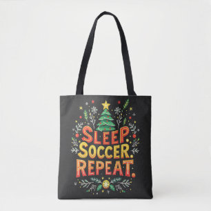 Sleep Soccer Repeat Christmas Tree Soccer Lover Tote Bag