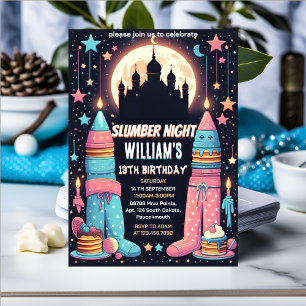 Sleep stars Sleepover Slumber Party 13th birthday Invitation