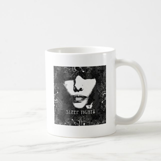 Sleep Tight Jane. Black and white. Coffee Mug (Right)