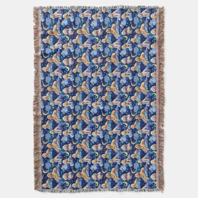 Sleep Toile de Jouy Throw Blanket - Goldendoodle (Front Vertical)
