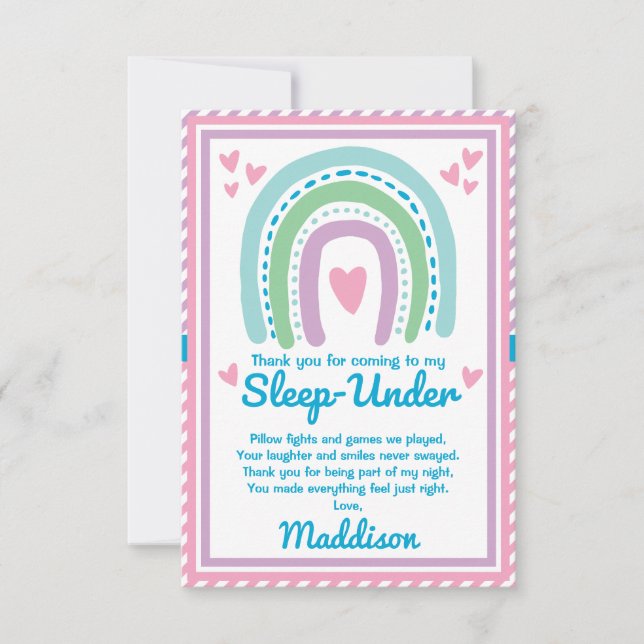 Sleep Under Half Sleep Over Rainbow Thank You Card (Front)