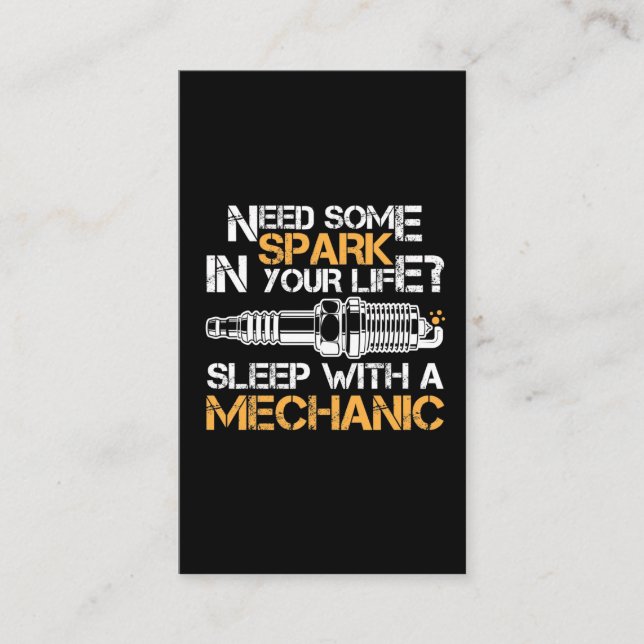 Sleep With A Mechanic Spark car workshop engineer Business Card (Front)