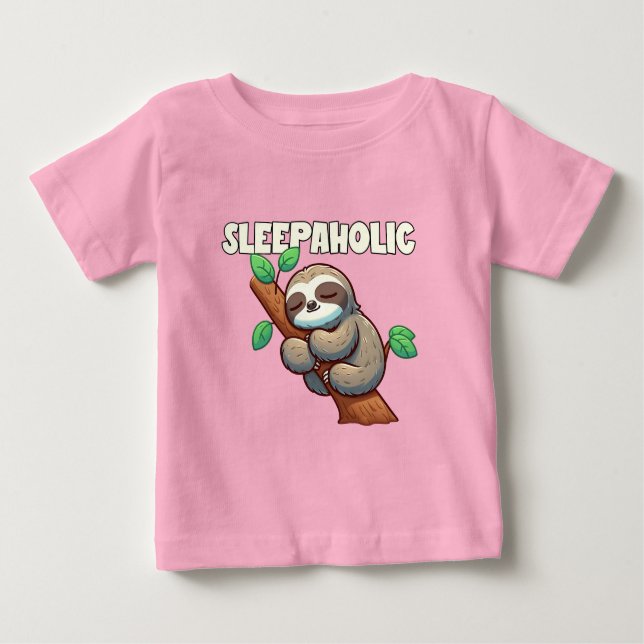 Sleepaholic - Sleep Lovers - Sleeping Sloth Baby T-Shirt (Front)