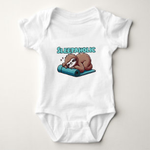 Sleepaholic - Sleeping Sloth On Yoga mat Baby Bodysuit