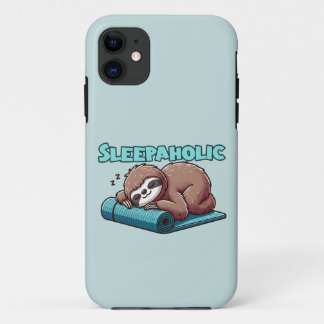 Sleepaholic - Sleeping Sloth On Yoga mat iPhone 11 Case
