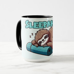 Sleepaholic - Sleeping Sloth On Yoga mat Mug