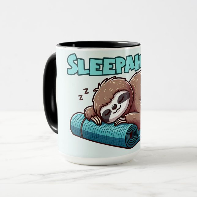 Sleepaholic - Sleeping Sloth On Yoga mat  Mug (Front Left)
