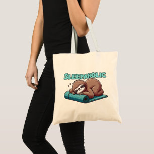 Sleepaholic - Sleeping Sloth On Yoga mat Tote Bag