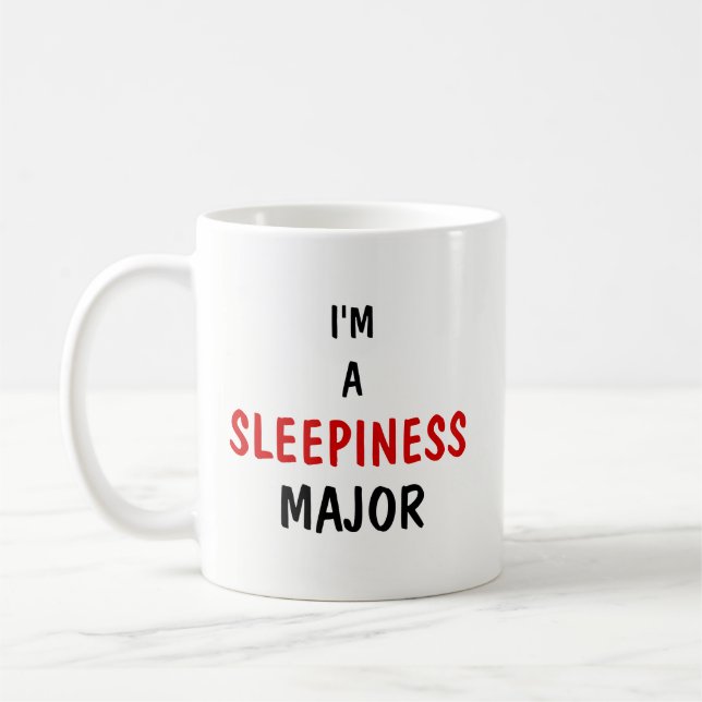 Sleepiness & coffee joke coffee mug (Left)