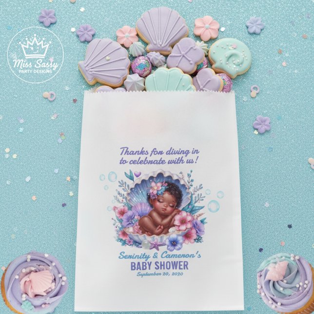 Sleeping African American Baby Girl in Seashell Favour Bag (Creator Uploaded)