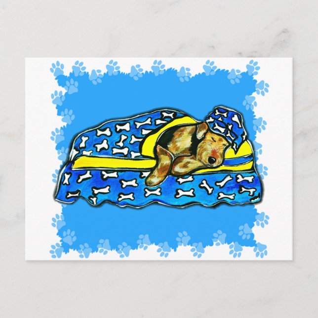 Sleeping Airedale Postcard (Front)