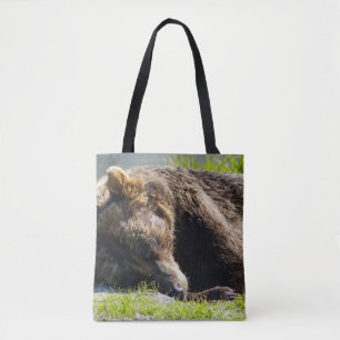 Sleeping Alaska Grizzly Bear Tote Bag
