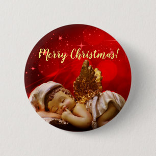 Sleeping Angel Baby Jesus Christmas 6 Cm Round Badge
