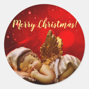 Sleeping Angel Baby Jesus Christmas Classic Round Sticker