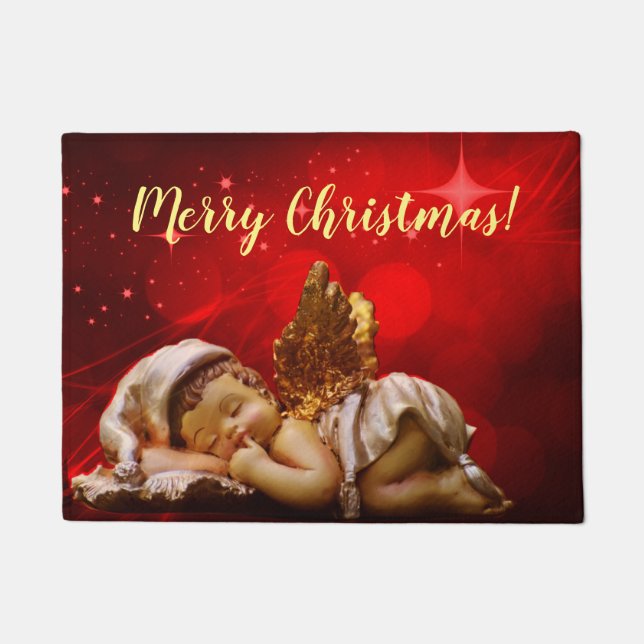 Sleeping Angel Baby Jesus Christmas Doormat (Front)