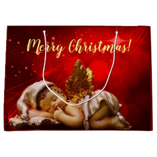 Sleeping Angel Baby Jesus Christmas Large Gift Bag