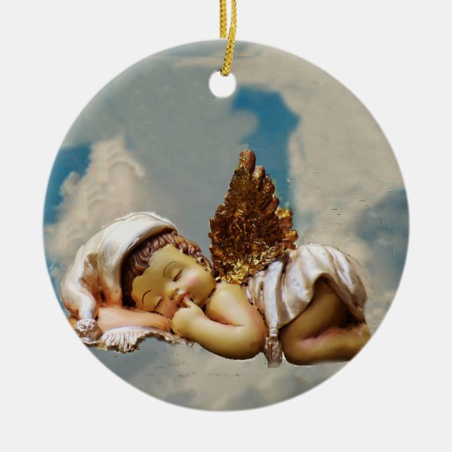 Sleeping Angel Ceramic Ornament (Front)