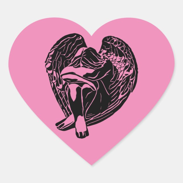 Sleeping Angel Girl Fantasy religious abstract art Heart Sticker (Front)