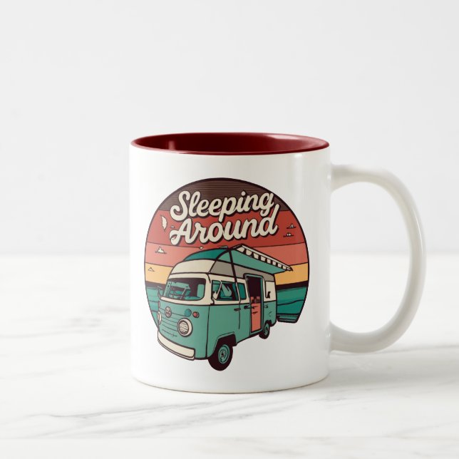 Sleeping Around Camper Two-Tone Coffee Mug (Right)